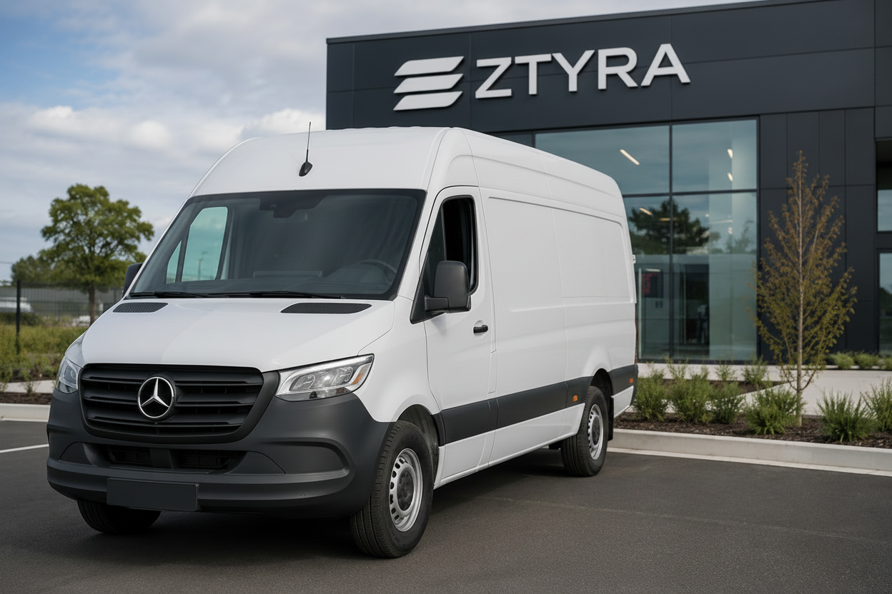 Fourgon ZTYRA devant le centre logistique
